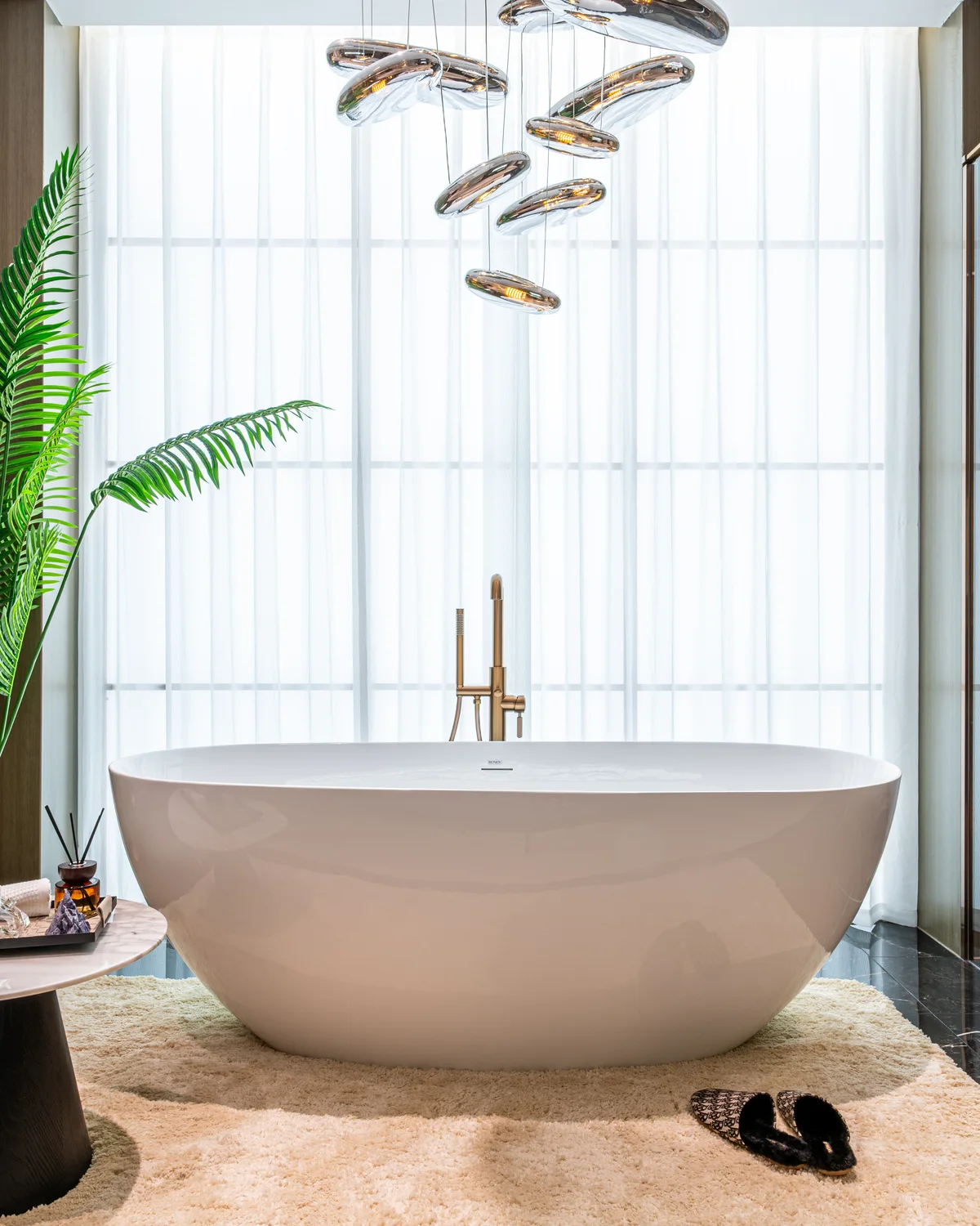 Freestanding bathtub in a private residence