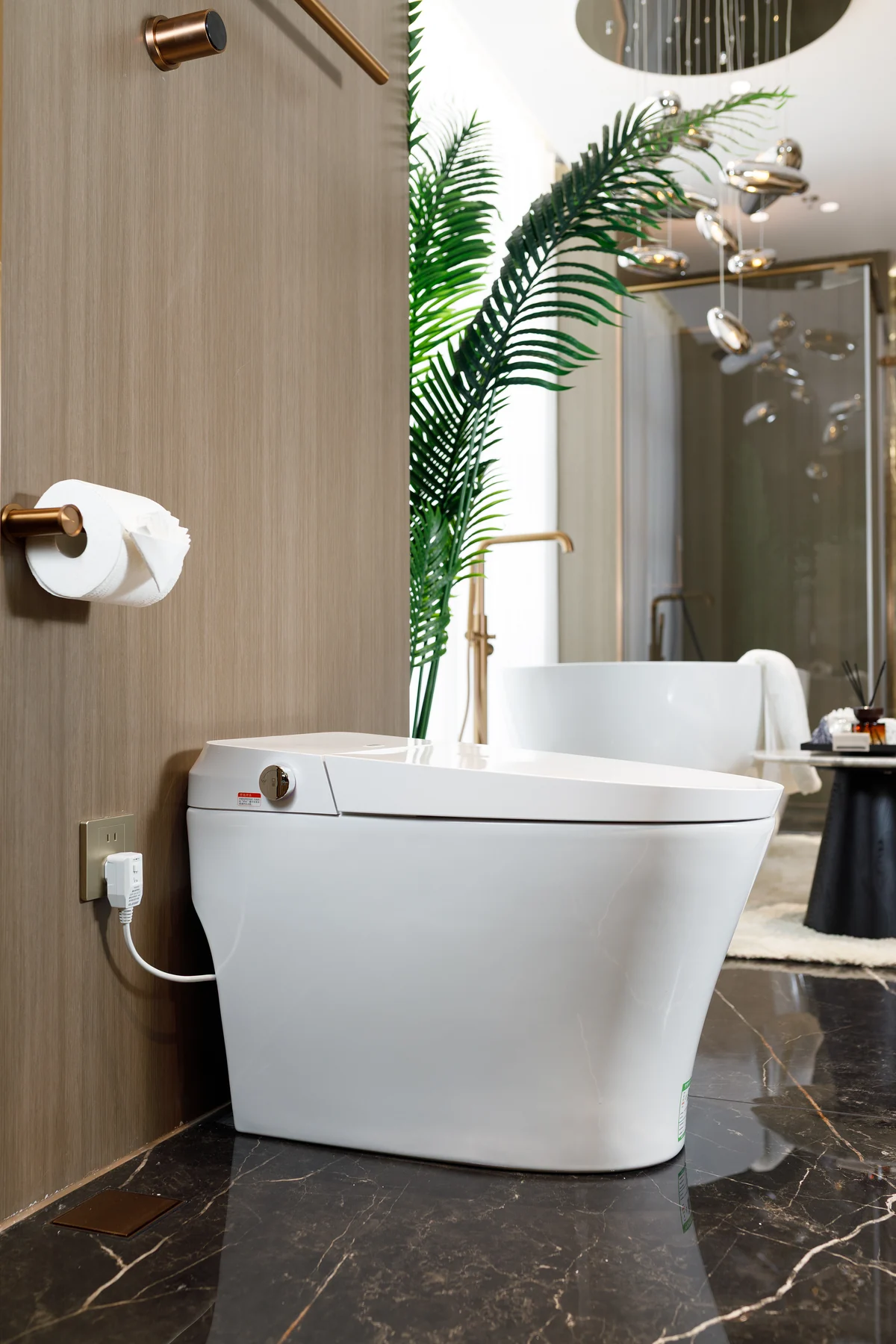 Sculpted white smart toilet